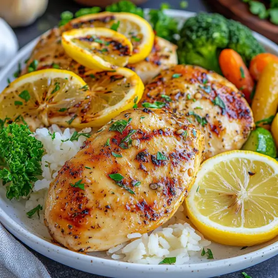 Zesty Lemon Garlic Chicken Breast with Fresh Vegetables