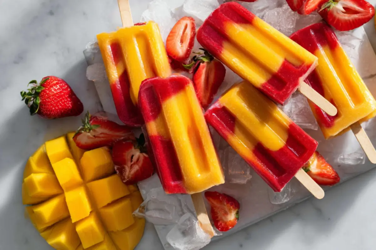 Mango Strawberry Popsicles