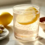 Featured image of pink salt weight loss drink in a clear glass with sliced lemon and a honey jar on a bright kitchen counter