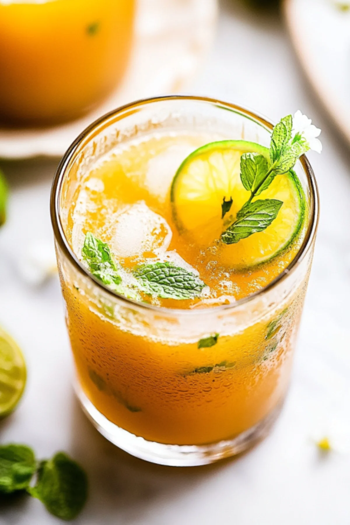 Refreshing ACV Detox Drink with Lime and Mint - Close Up View