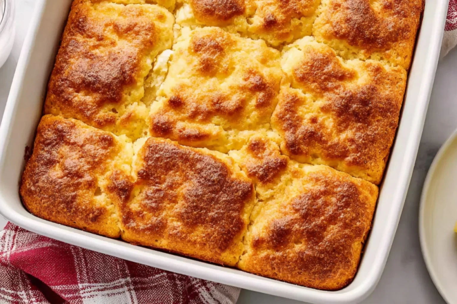 Freshly baked butter swim biscuits with a golden crust and soft, fluffy texture.
