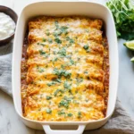 Homemade Chicken Enchiladas with Melted Cheese and Fresh Cilantro