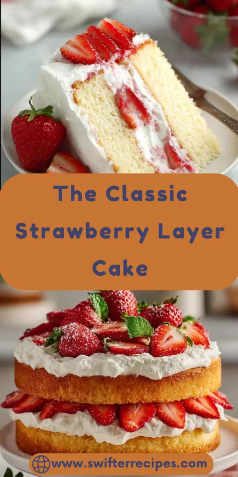 Classic Strawberry Layer Cake with Fresh Strawberries and Whipped Cream