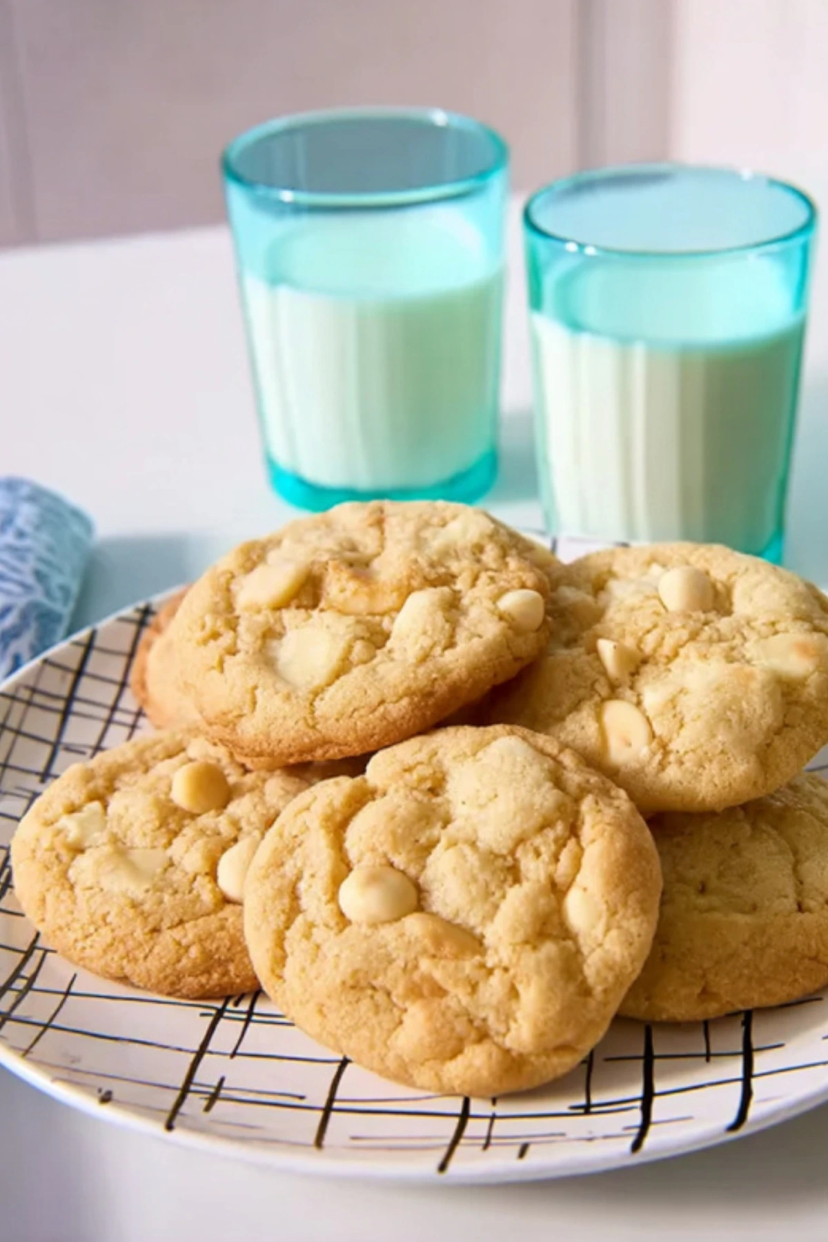 Freshly Baked White Chocolate Macadamia Nut Cookies with Milk