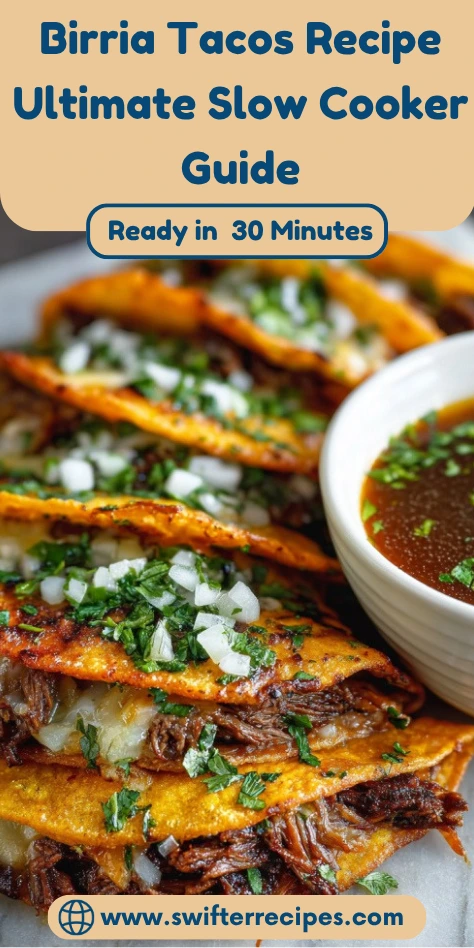 Delicious Birria Tacos made with slow-cooked beef, topped with onions, cilantro, and served with a flavorful dipping sauce