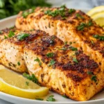 Air Fryer Salmon with Crispy Seasoned Crust and Fresh Lemon
