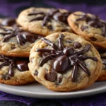 Spider Chocolate Crinkle Cookies decorated with chocolate spider designs, perfect for Halloween.