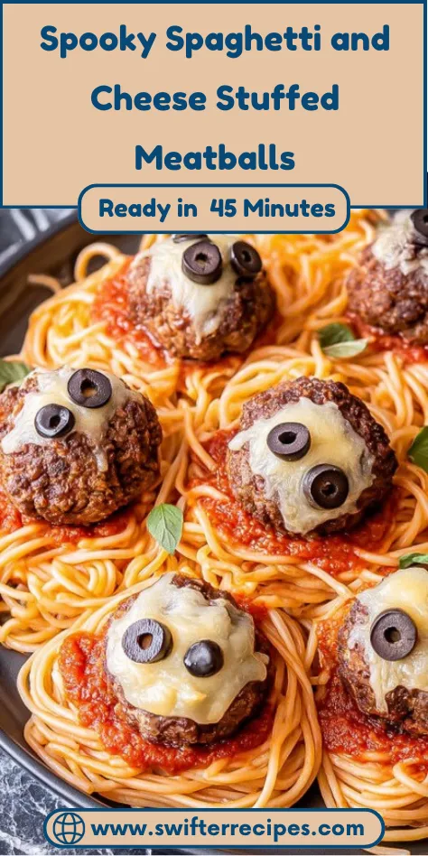 Spooky Spaghetti and Cheese Stuffed Meatballs - Ready in 45 Minutes Halloween Recipe