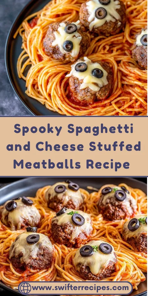 Spooky Spaghetti with Cheese Stuffed Meatballs - Halloween Inspired Recipe