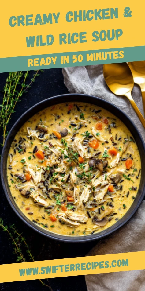 Creamy Chicken and Wild Rice Soup Pin Graphic