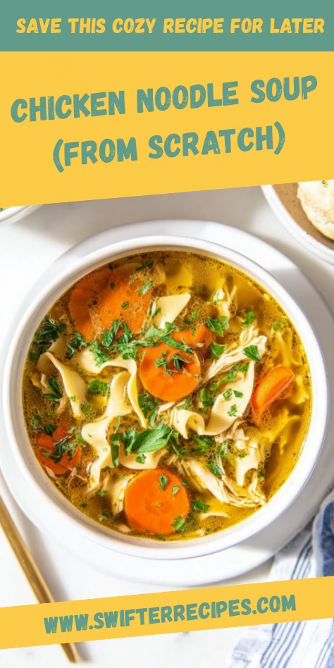 Chicken Noodle Soup from Scratch with Fresh Vegetables