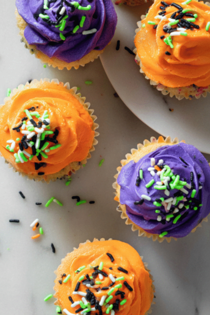 Colorful Halloween Funfetti Cupcakes