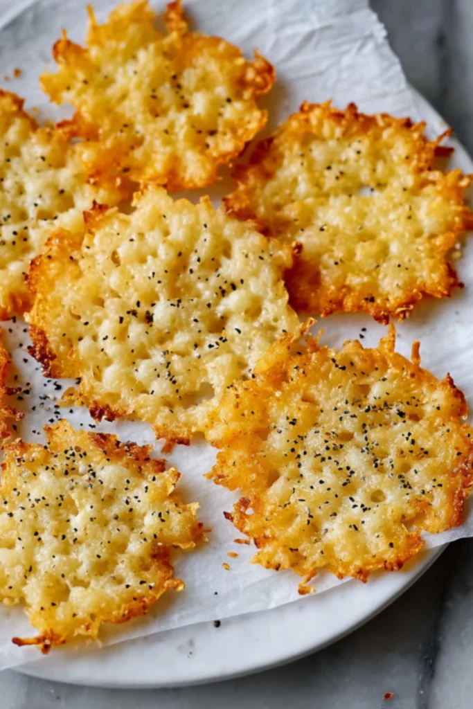 Low-Carb Halloween Cheese Crisps baked parmesan pecorino wafers with black pepper keto-friendly appetizer