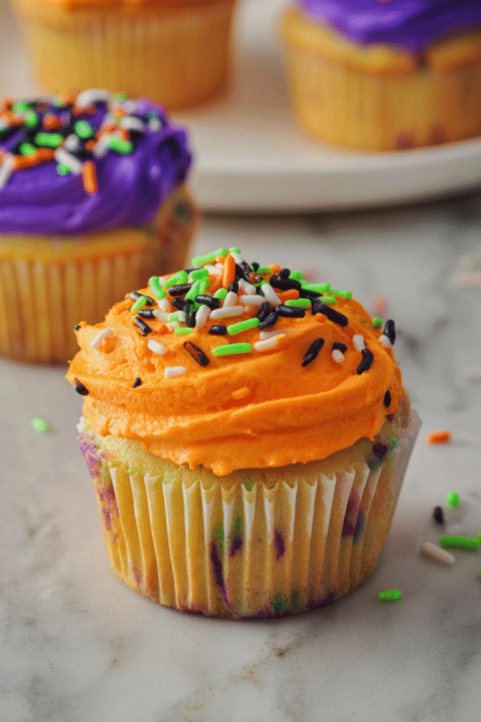 Festive Halloween Funfetti Cupcake