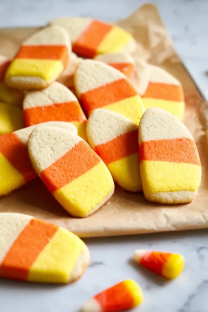 Candy Corn Shortbread Cookies for Halloween Parties