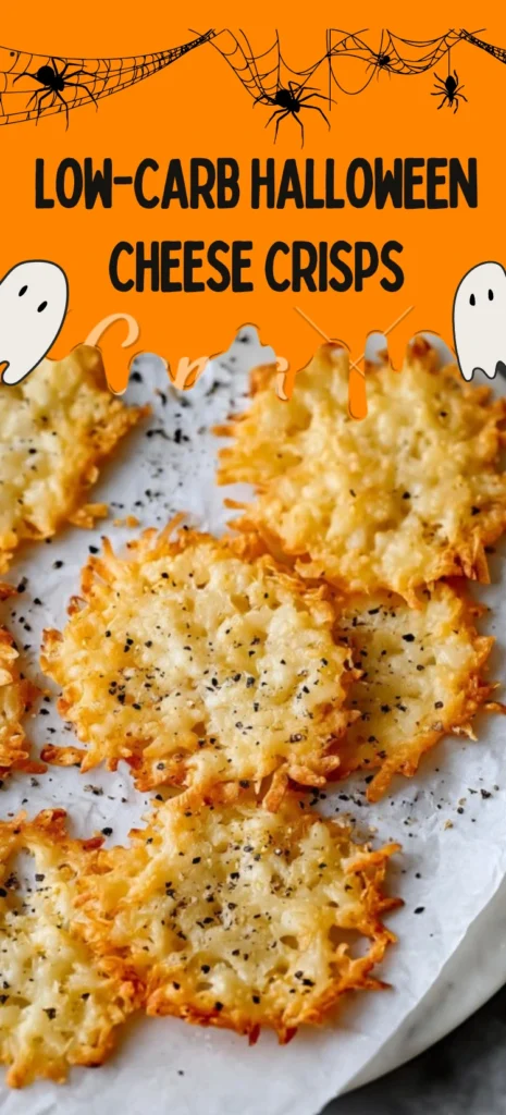 Low-Carb Halloween Cheese Crisps keto spooky snack baked parmesan pecorino wafers with black pepper