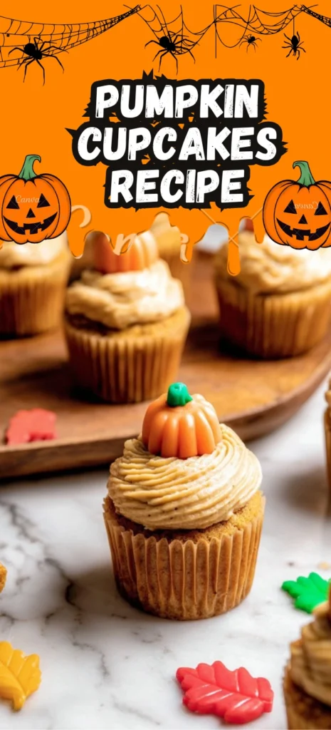 These festive pumpkin cupcakes are topped with creamy, spiced frosting and adorable mini pumpkin decorations, making them the perfect fall treat.