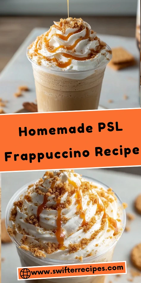 Homemade PSL Frappuccino with Caramel Drizzle and Crumbled Cookies