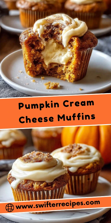 Pumpkin Cream Cheese Muffins with Creamy Filling and Cinnamon Sugar Topping