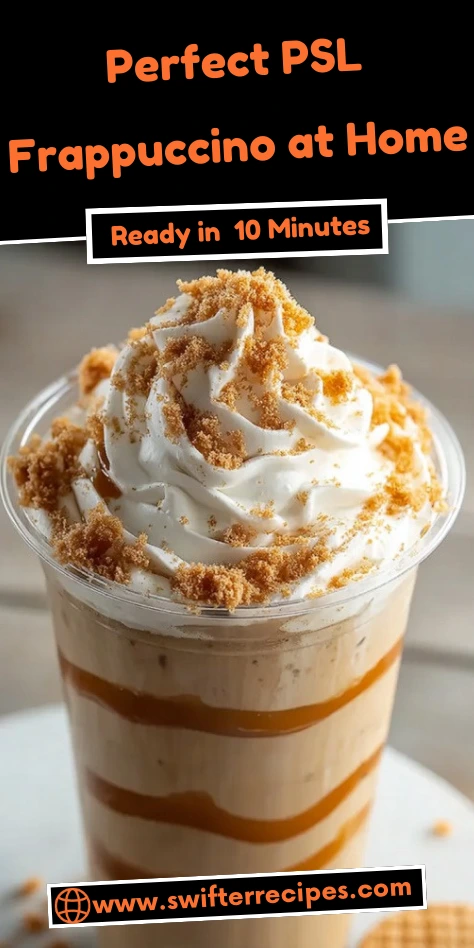 Perfect PSL Frappuccino with Caramel Drizzle and Crumbled Cookies