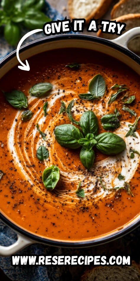 Creamy Tomato Basil Soup | Rich, Velvety Soup with Fresh Basil