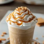 Pumpkin Spice Latte Frappuccino Topped with Whipped Cream and Caramel Drizzle