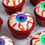 Halloween Eyeball Cupcakes Recipe with Red Velvet and Icing
