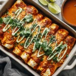 Pumpkin Black Bean Enchiladas with Avocado Crema and Fresh Cilantro