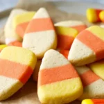 Festive Candy Corn Shortbread Cookies for Halloween
