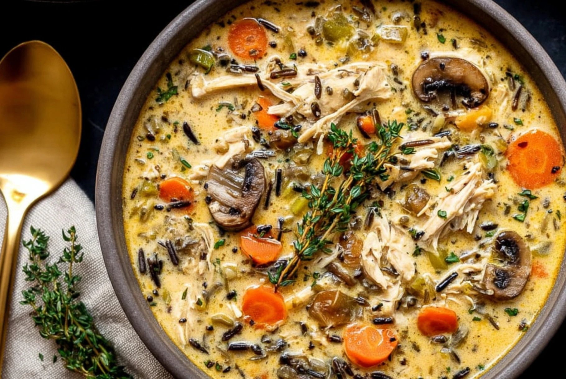 Creamy Chicken and Wild Rice Soup with Vegetables