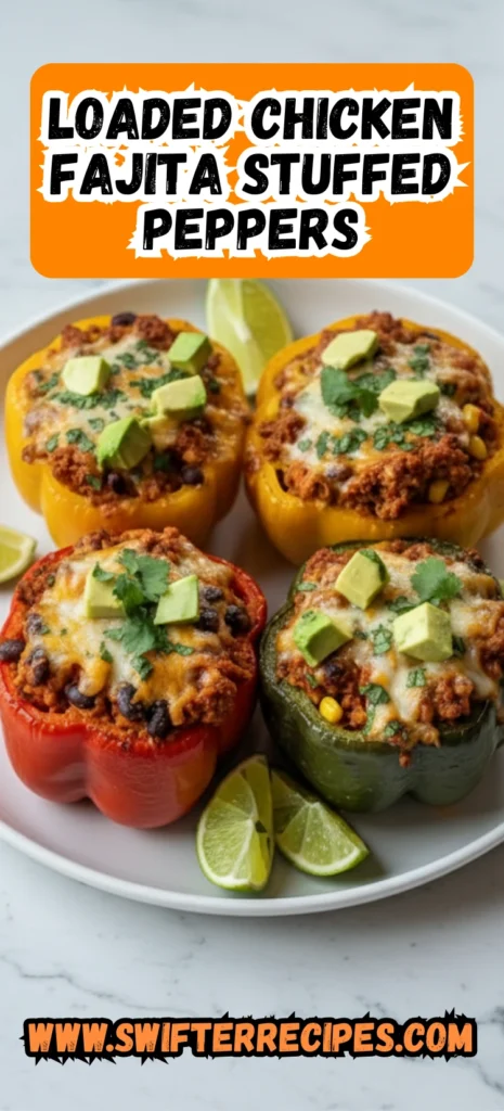 Loaded Chicken Fajita Stuffed Peppers with Avocado and Lime