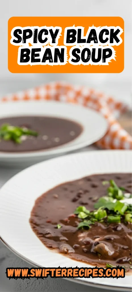 Spicy Black Bean Soup Garnished with Fresh Cilantro