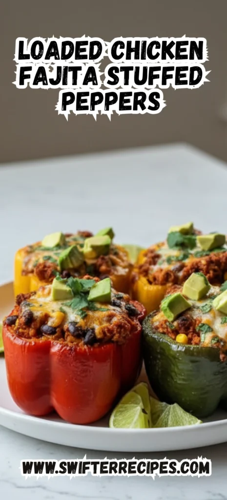 Loaded Chicken Fajita Stuffed Peppers with Avocado and Lime