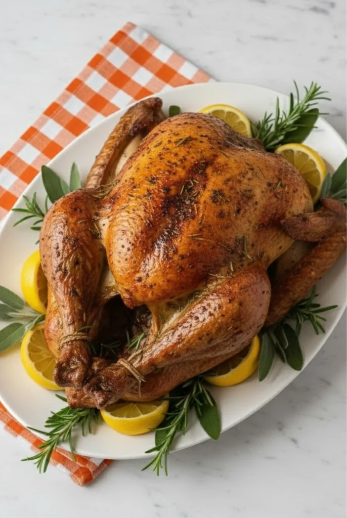 Garlic Roasted Thanksgiving Turkey with Lemon and Rosemary