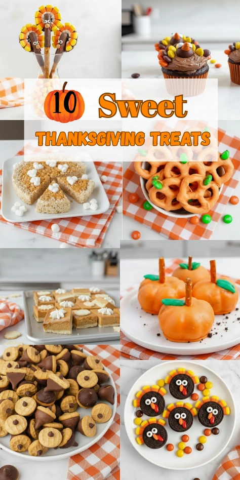 10 Sweet Thanksgiving Treats Including Turkey Cupcakes, Pumpkin Pretzels, Rice Krispies, and Acorn Cookies