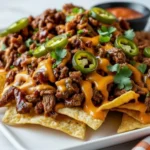 BBQ Pulled Pork Nachos with Melted Cheese, Jalapeños, and Fresh Cilantro