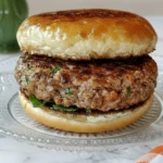 Juicy homemade ground turkey burger on a toasted brioche bun