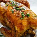 Golden Roasted Brined Turkey with Fresh Parsley Garnish