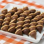 Homemade Kisses Acorn Treats made with Hershey’s Kisses and mini cookies on a fall-themed table