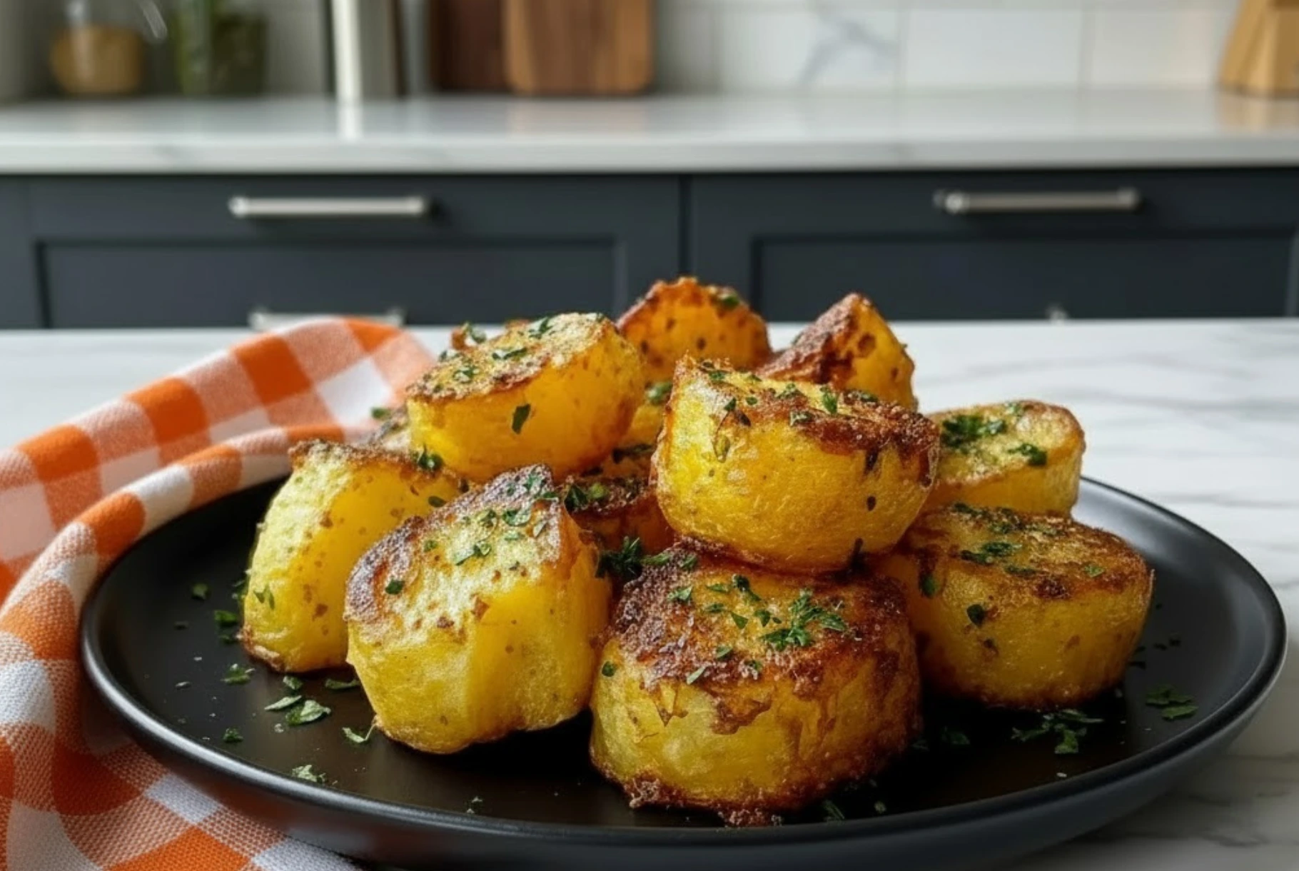 Crispy Air Fryer Potatoes Garnished with Fresh Parsley