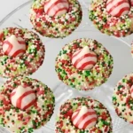 Candy Cane Shortbread Cookies with Peppermint Kisses