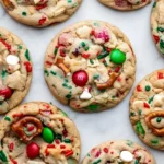 Christmas Kitchen Sink Cookies with M&M’s, Pretzels, Sprinkles, and White Chocolate Chips