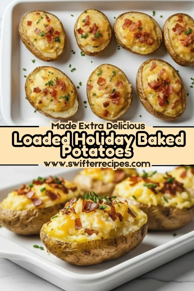 Loaded Holiday Baked Potatoes with Cheese Bacon and Herbs