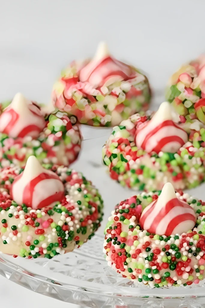 Candy Cane Shortbread Cookies with Red Green Sprinkles