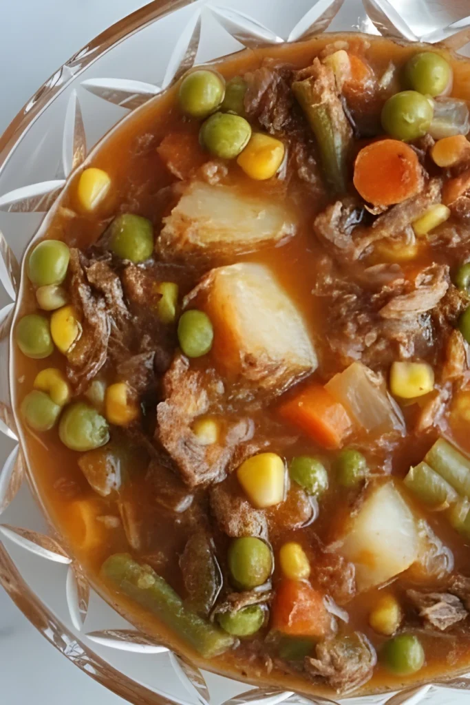 Vegetable Beef Soup with Tender Beef, Potatoes, and Colorful Vegetables