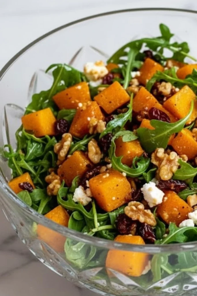 Butternut Squash Feta Salad with Arugula and Walnuts