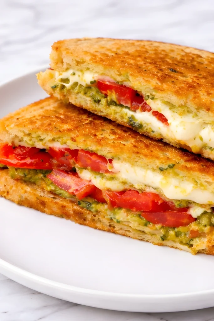 Pesto Panini with Fresh Mozzarella and Tomato – Grilled to Golden Perfection