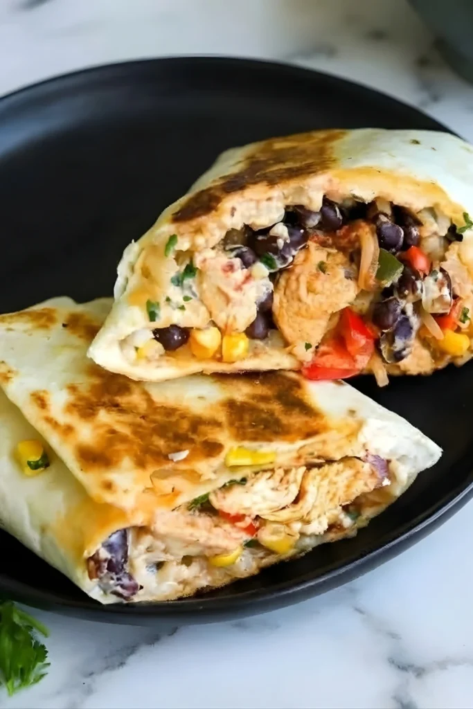 Grilled Southwest Chicken Wrap with Black Beans, Corn, and Rice
