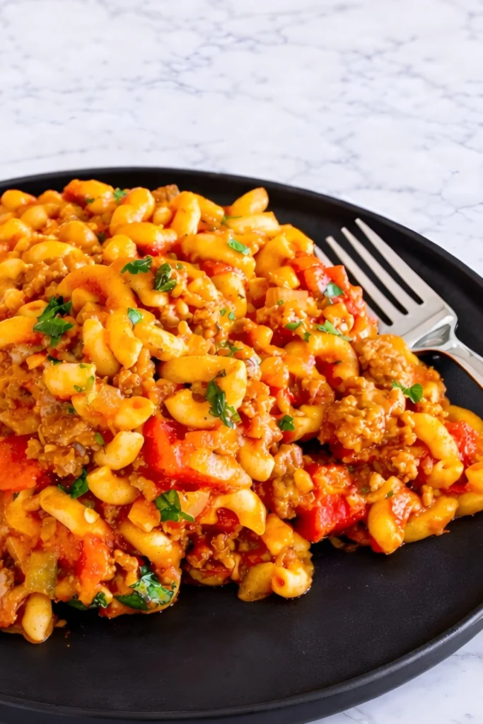 Homemade American Chop Suey with Beef and Macaroni