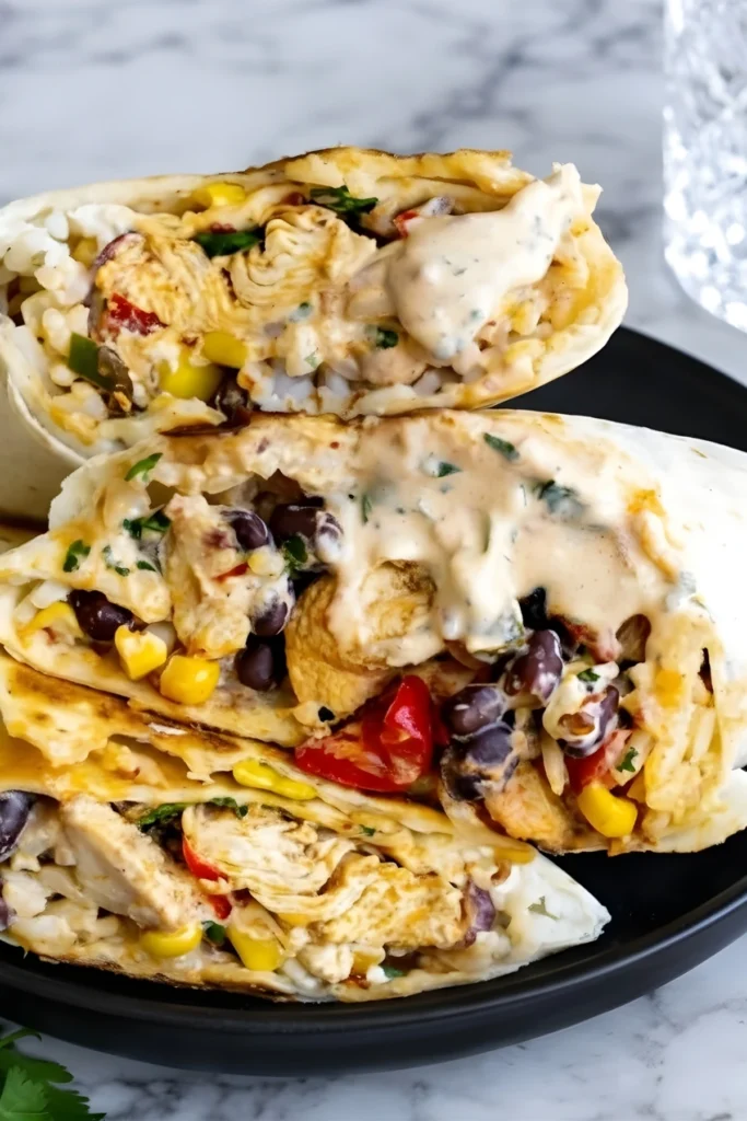 Southwest Chicken Wrap with Rice, Black Beans, and Corn